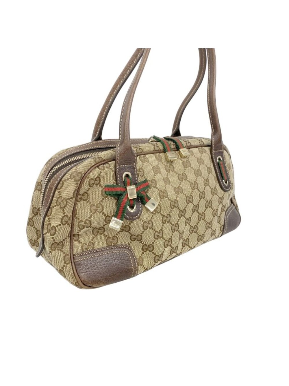 ★SOLD★ Gucci Shoulder Bag GG Canvas Sherry Line Beige Brown Gold - Picture 2 of 9